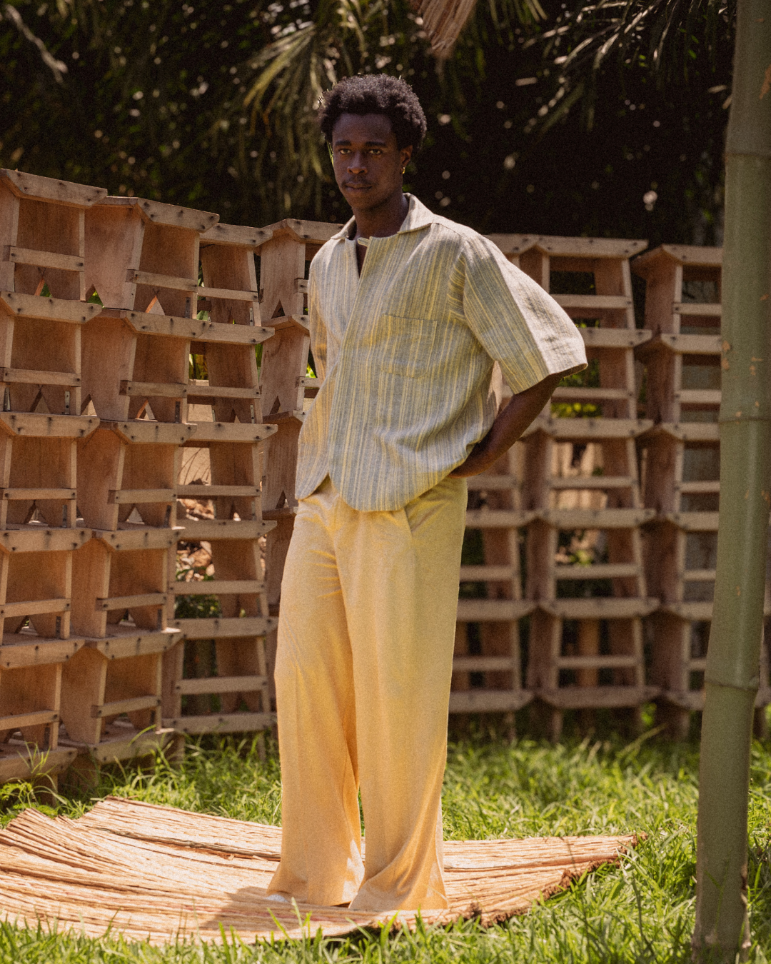 pale stripe set in the Ajabeng lookbook